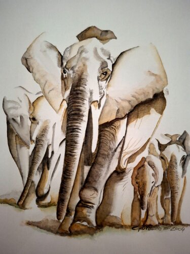 Loxodonta africana N°2 par Gier Gier, Peinture en vente sur Singulart