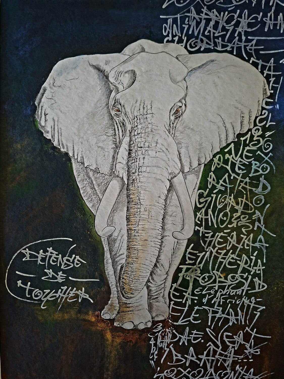 Loxodonta africana. Défense de toucher Gier Gier Dessin à vendre