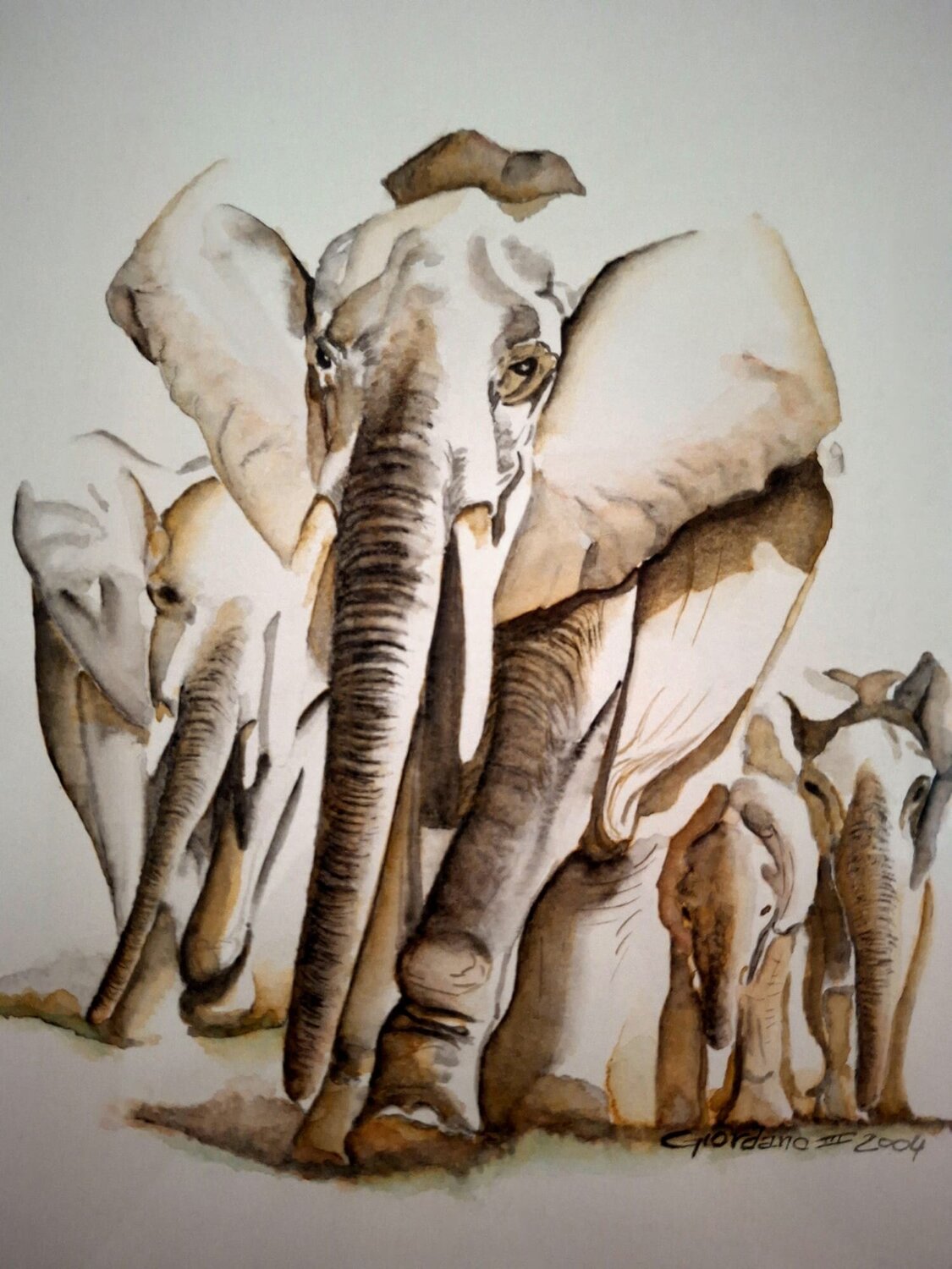 Loxodonta africana N°2 Gier Gier Peinture originale à vendre