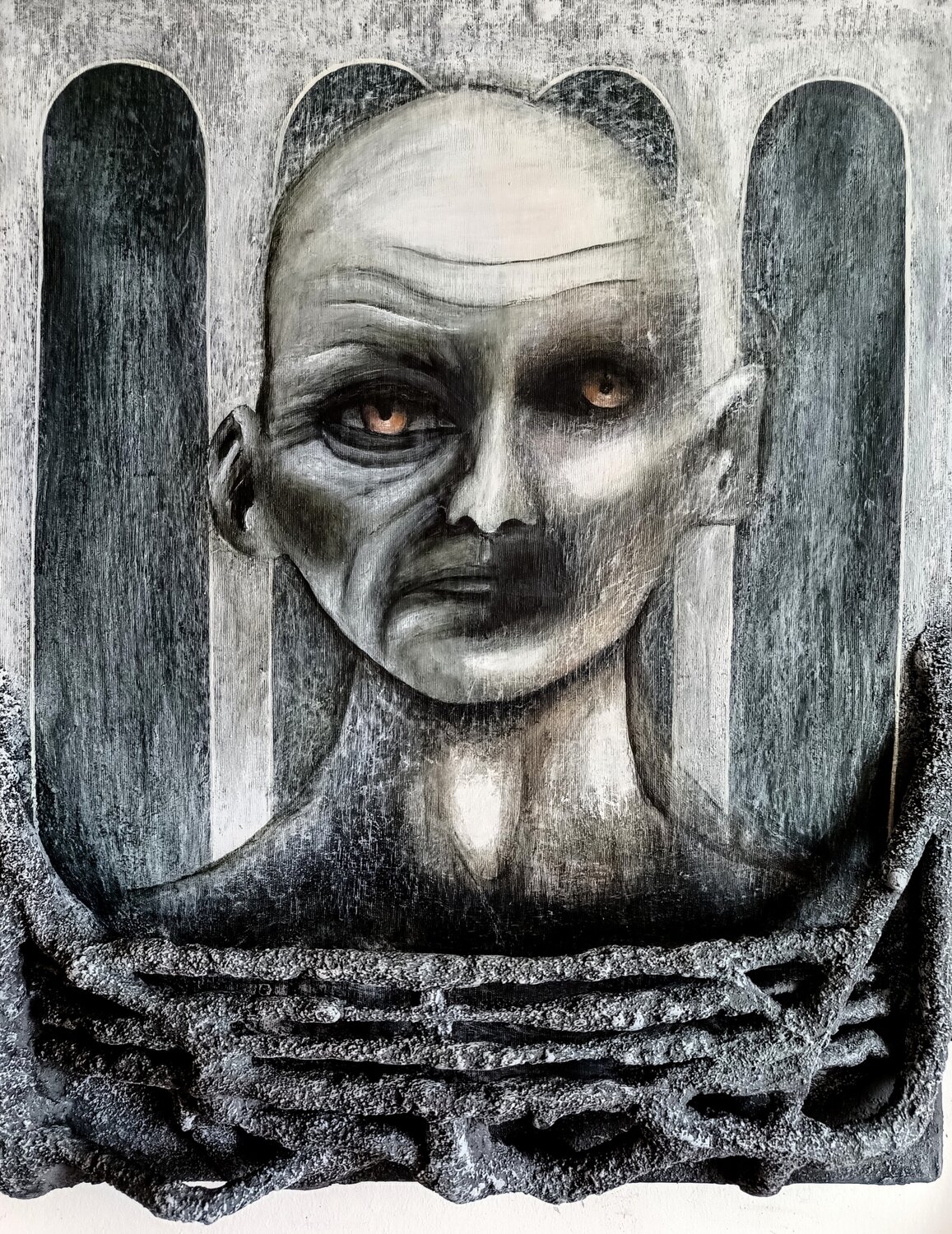 Faces (Acrylic and Sculpture) Edo Hessegatti Peinture originale à vendre