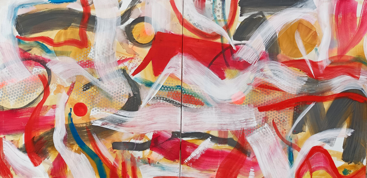 Trazos blancos y rojos Rafael Cerdá Peinture originale à vendre