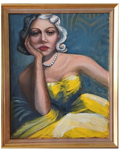 Woman in a yellow dress, Women Series p.2 by Anna Brańska, Painting for Sale on Singulart