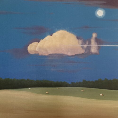 The Sun and the Moon over a late Summer English Meadow von Karel Remi C Ingelaere, Malerei kaufen auf Singulart