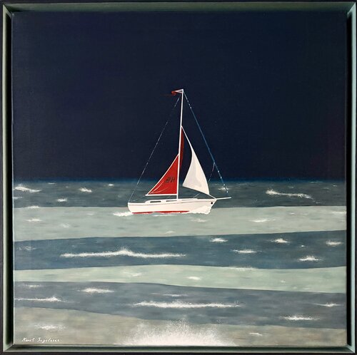 Imaginary Ship dancing with the Elements von Karel Remi C Ingelaere, Malerei kaufen auf Singulart