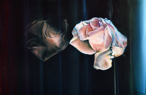 Reflections of a Rose par Crystal Billing, Peinture en vente sur Singulart