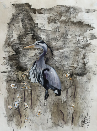 Heron's Haze par Crystal Billing, Peinture en vente sur Singulart