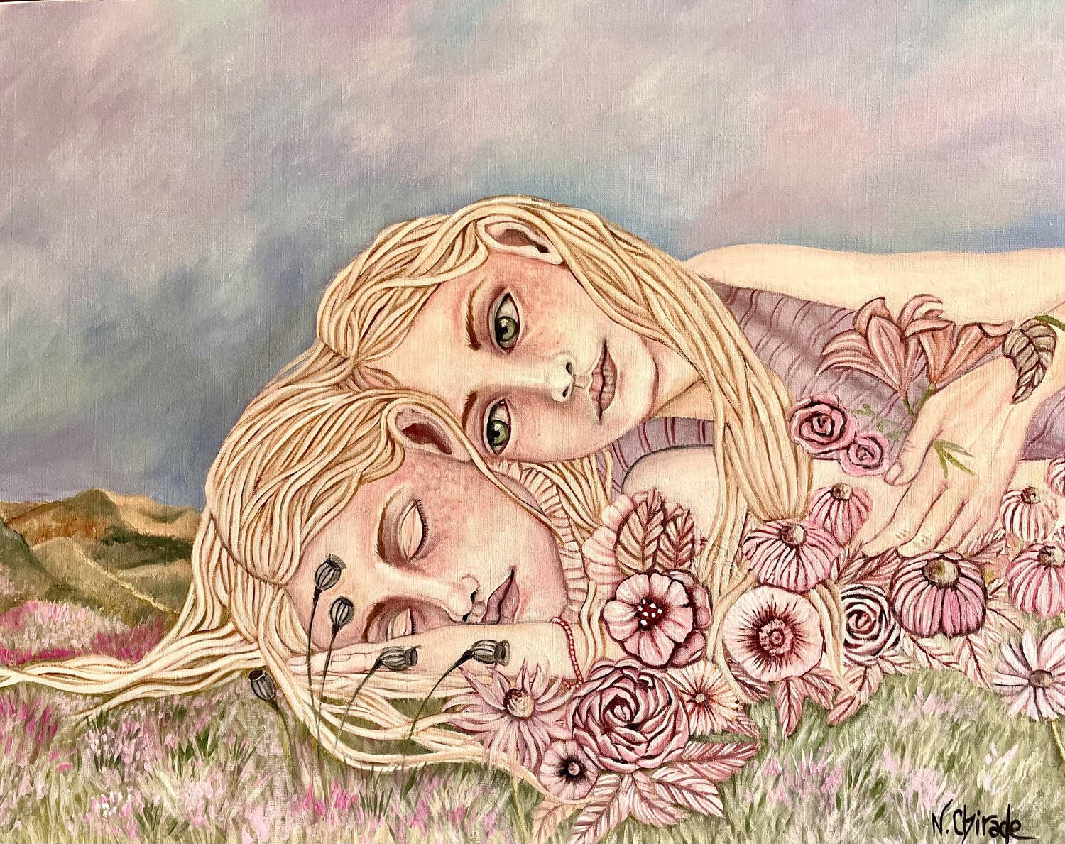 La sieste. Nathalie Schwaller Chirade Peinture originale à vendre