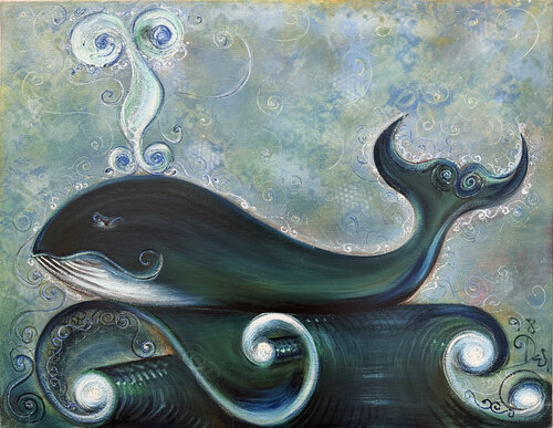 Whale by the harbor. de Dadi Gudbjornsson, Pintura a la venta en Singulart