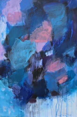 Pink Echoes of Blue Light par Monika Razkova, Peinture en vente sur Singulart