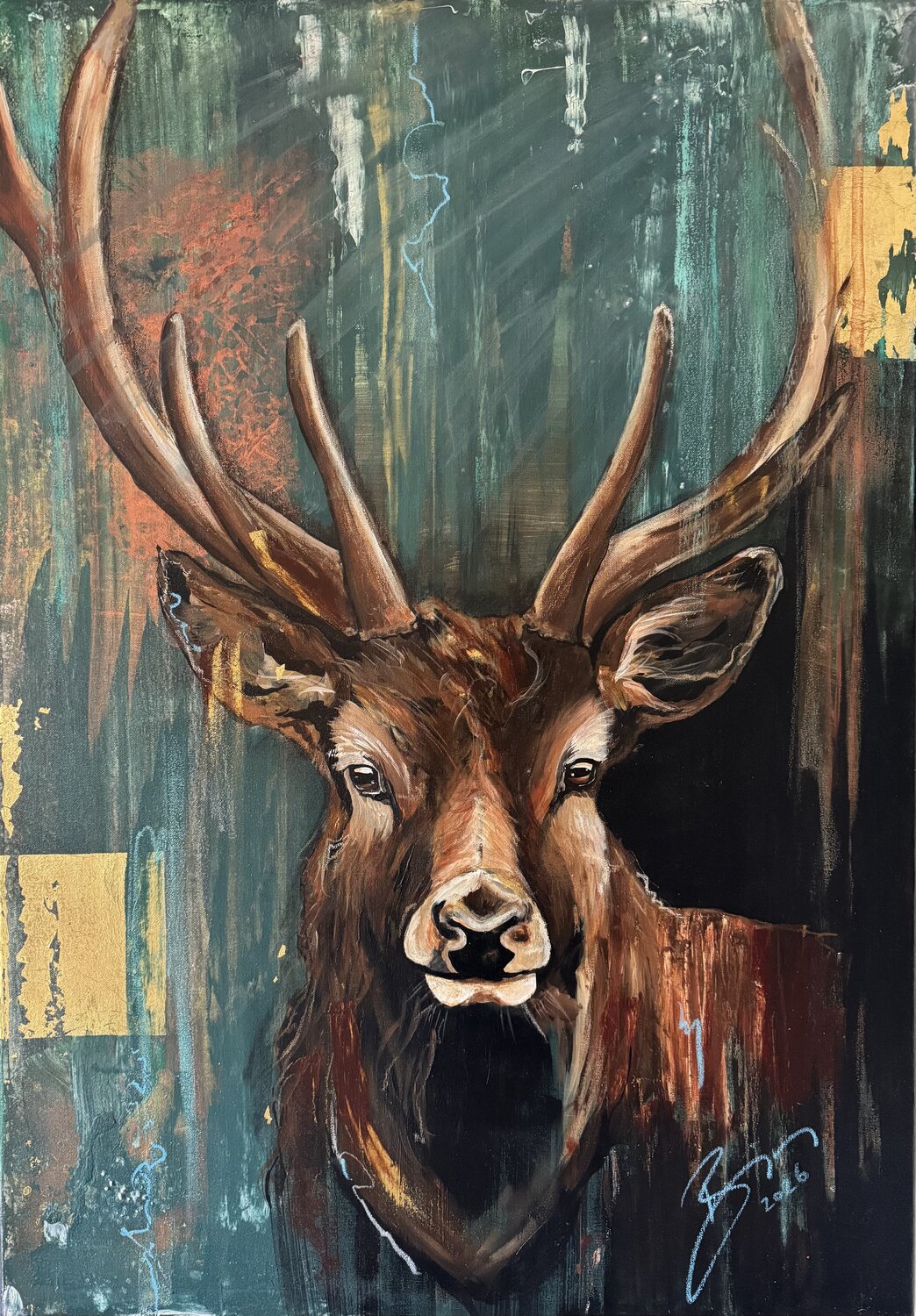 König des Waldes Barbara Farbenrausch Peinture originale à vendre