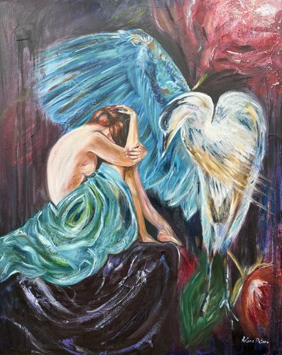 Held Within the Quiet of Her Pain by Arlene Peters, 絵画 for Sale on Singulart
