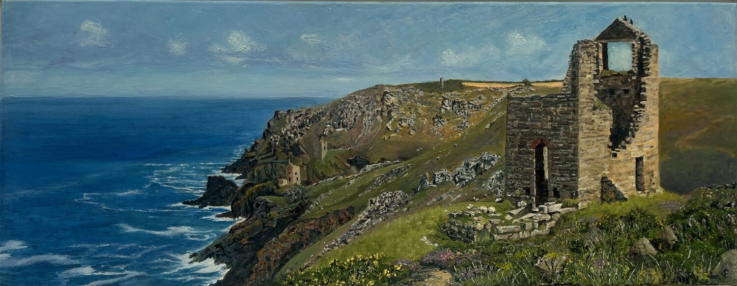 The Crown Engine Houses, Botallack Chris Edwards Originalgemälde zu verkaufen