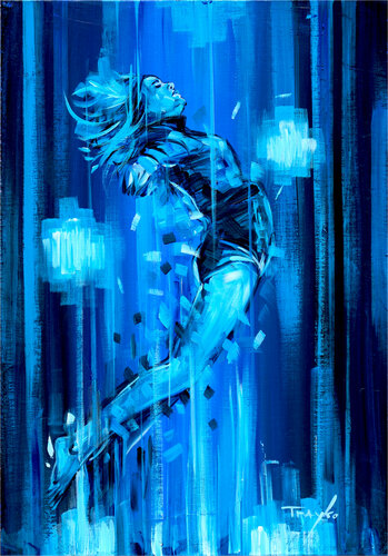 Dive into the Blue | Swimming | Summer van Trayko Popov, Schilderij te koop op Singulart