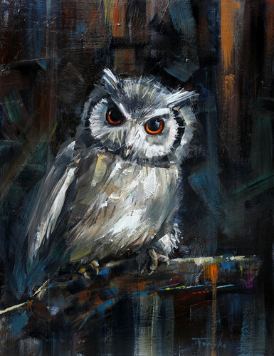 Owl | Wildlife | Forest van Trayko Popov, Schilderij te koop op Singulart