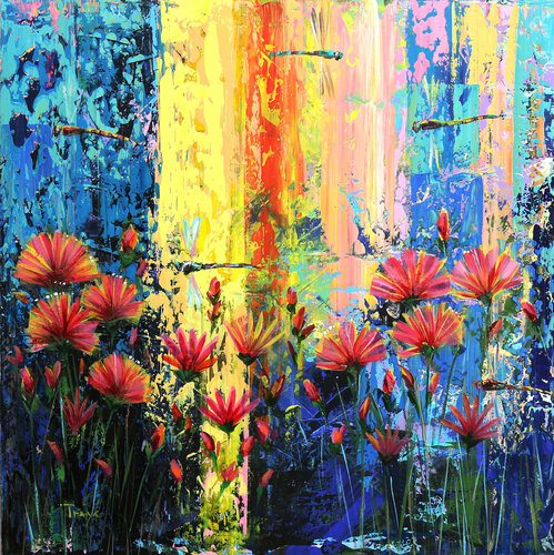 Music of colors | Dragonflies | Garden van Trayko Popov, Schilderij te koop op Singulart
