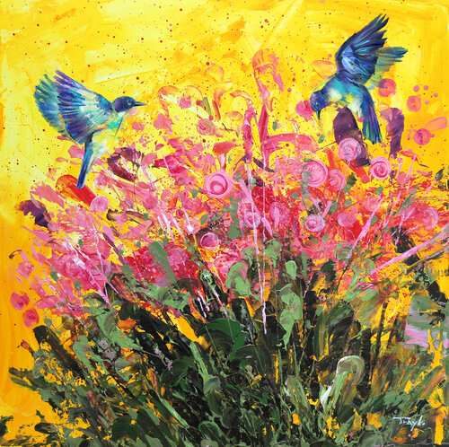 Good Morning Sunshine | Flowers | Birds di Trayko Popov, Pittura in vendita su Singulart