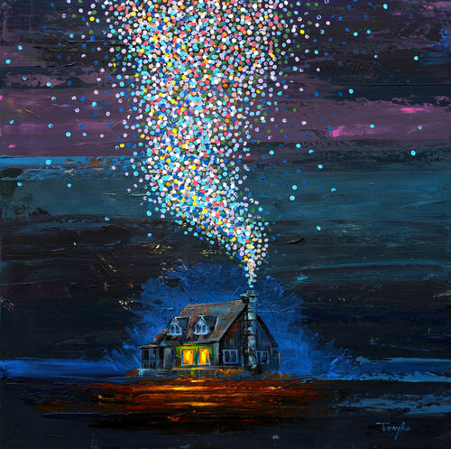 Winter Night | Season's Greetings I Home van Trayko Popov, Schilderij te koop op Singulart