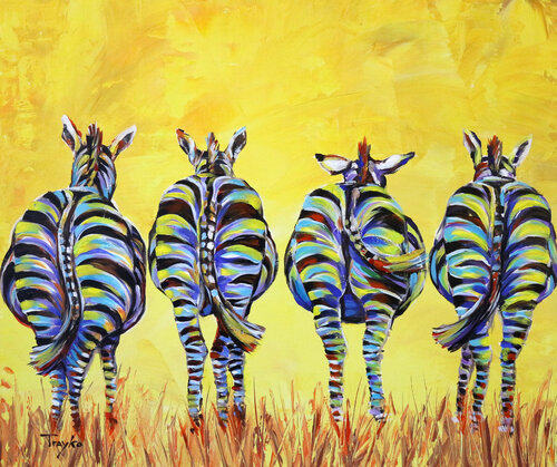 Zebras | Africa | Wildlife van Trayko Popov, Schilderij te koop op Singulart