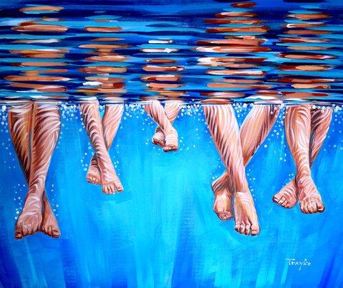 Swimming pool | Blue water van Trayko Popov, Schilderij te koop op Singulart