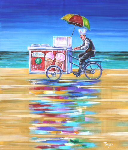 Ice Cream. Nostalgic. Childhood van Trayko Popov, Schilderij te koop op Singulart