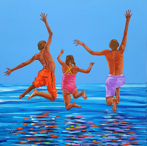 Jumping into Water van Trayko Popov, Schilderij te koop op Singulart
