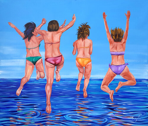 Jumping | Sea | Diving van Trayko Popov, Schilderij te koop op Singulart
