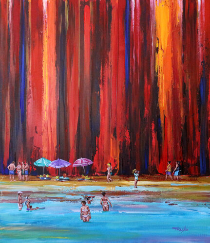 Red Beach | Santorini | Vacation van Trayko Popov, Schilderij te koop op Singulart