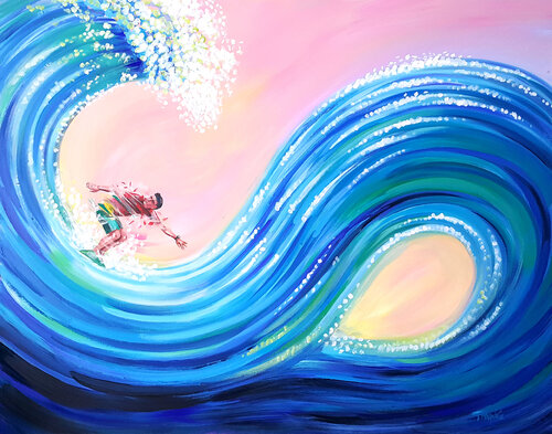 Endless Surf. Waves. Ocean van Trayko Popov, Schilderij te koop op Singulart