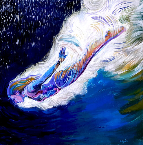 Diving into unknown van Trayko Popov, Schilderij te koop op Singulart