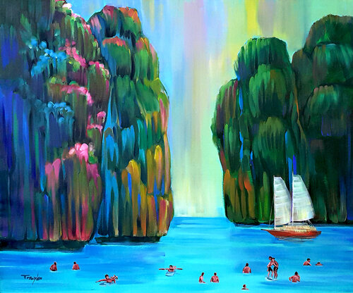 Secret Beach | Summer | Vacation van Trayko Popov, Schilderij te koop op Singulart
