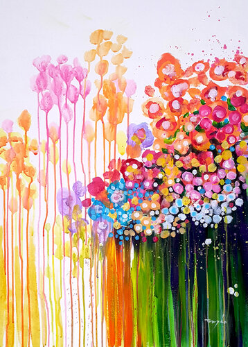 Flowers | Field of flowers van Trayko Popov, Schilderij te koop op Singulart