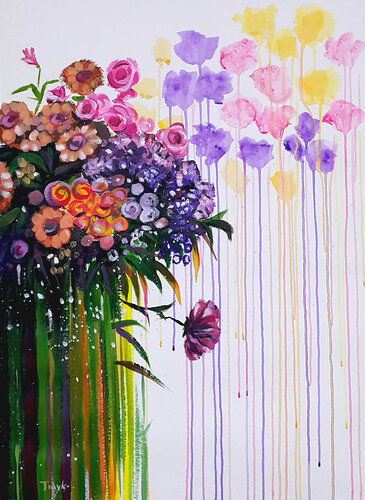 Flowers 2 | Field of flowers van Trayko Popov, Schilderij te koop op Singulart