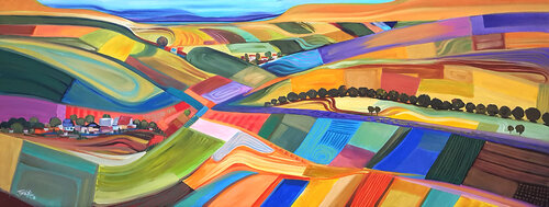 Countryside and Fields van Trayko Popov, Schilderij te koop op Singulart