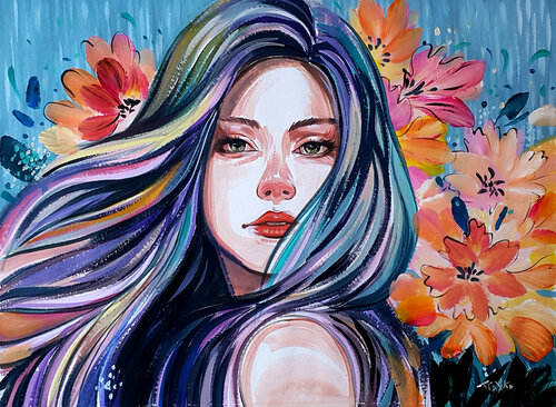Here Without You | Flowers van Trayko Popov, Schilderij te koop op Singulart