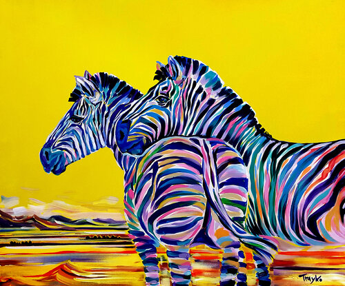 Zebras | Wildlife  | Africa van Trayko Popov, Schilderij te koop op Singulart