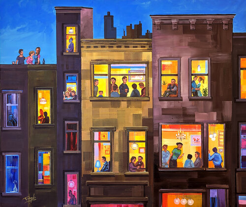 Neighborhood Nights van Trayko Popov, Schilderij te koop op Singulart