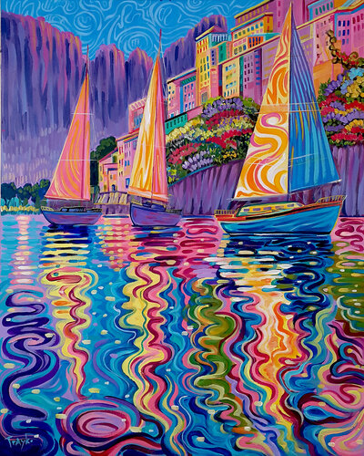 An evening in the Mediterranean van Trayko Popov, Schilderij te koop op Singulart