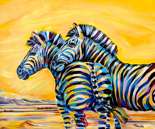 Zebras - African Wildlife van Trayko Popov, Schilderij te koop op Singulart