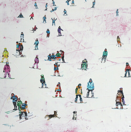 Snowboard. Big Ski slope. Skiing. Snowboarding. Winter van Trayko Popov, Schilderij te koop op Singulart