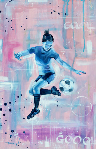 Girls Football and Soccer. Women's  sport. Results, Premier League van Trayko Popov, Werk op papier te koop op Singulart