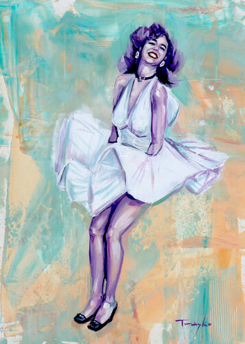 Like Marilyn Monroe. Movie. Actress van Trayko Popov, Werk op papier te koop op Singulart