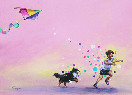 My childhood, real and magical, My childhood, how much I need you! van Trayko Popov, Werk op papier te koop op Singulart