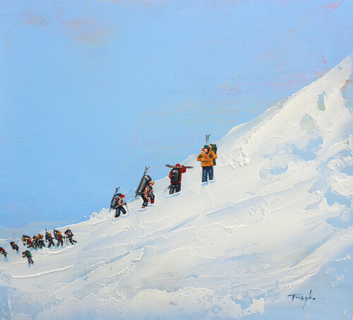 Mountain Walks & Hikes. Conquering the Peaks. Snow. Winter van Trayko Popov, Schilderij te koop op Singulart