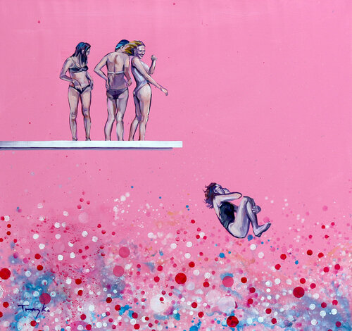 You've Got To Jump To Be Successful. Jumping High. Dreams. Life van Trayko Popov, Schilderij te koop op Singulart