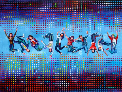 Dancing All Night Long. Let's Party. van Trayko Popov, Werk op papier te koop op Singulart