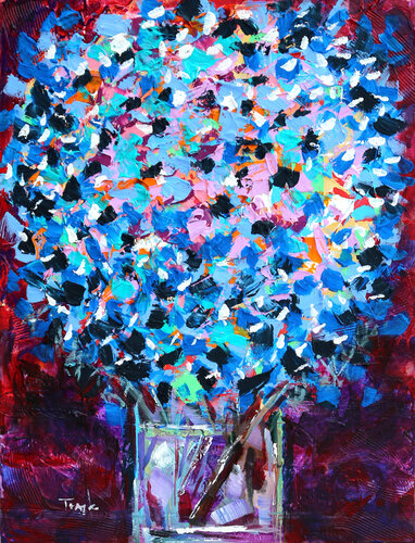 Bouquet. Flowers. Vase. Colors van Trayko Popov, Schilderij te koop op Singulart