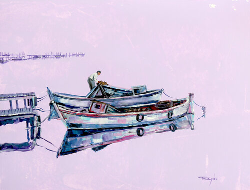 Fishing On The Lake van Trayko Popov, Werk op papier te koop op Singulart