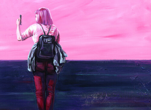 Selfies on the dividing line van Trayko Popov, Schilderij te koop op Singulart