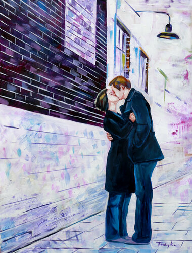 The Kiss. City. Street van Trayko Popov, Werk op papier te koop op Singulart
