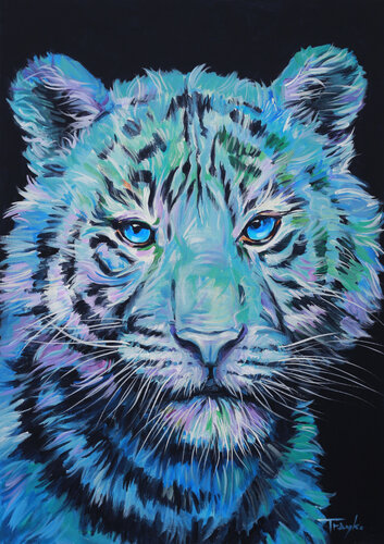 TIGER - The Blue Eyes van Trayko Popov, Schilderij te koop op Singulart